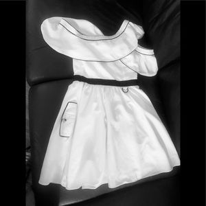 Self-Portrait White Dress with Black Trim